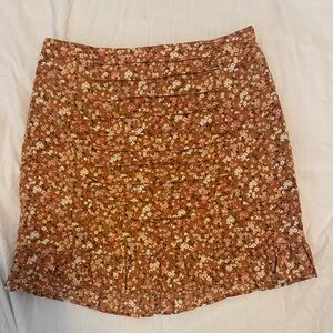Paper Crane Rust Floral Ruched Skirt – Medium